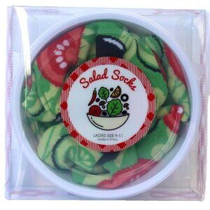 New Green / Red Women's Salad Socks In Bowl Funny Gag Gift Size 9-11